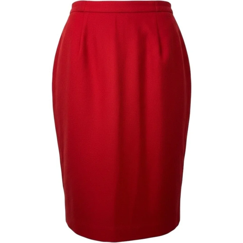 Worthington Women's Size 12 Red A-line Midi Lined Career Wool Classic Skirt NWOT